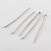 Пини Гвоздики, плоский капелюшок, Залізо, Колір: Платина, Розмір: 30х0.7мм, Капелюшок 2 мм, 50г/близько 375шт